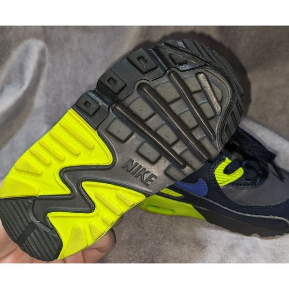 Nike Air Max 90 LTR GS Dark Grey/Hyper Royal/Volt - Picture 6 of 7